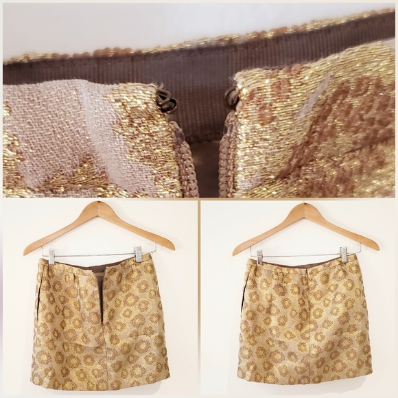 J. Crew Jacquard Metallic Goldenrod Mini Skirt - Picture 3 of 8